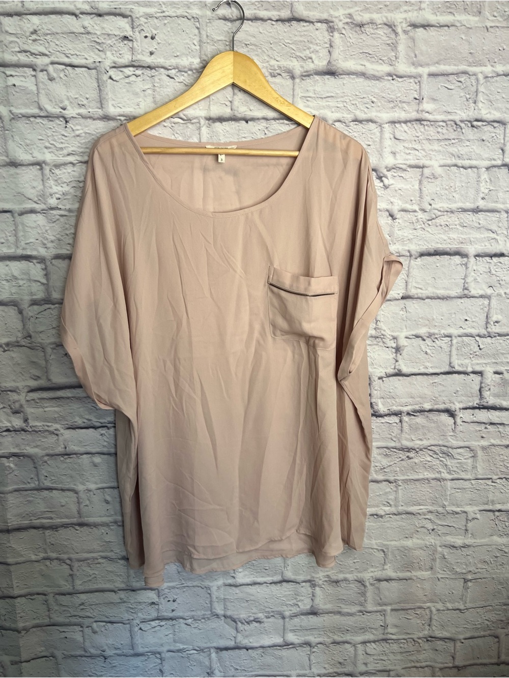 Maurice’s Blush Pink Zip Pocket Blouse – Plus Size 3 (3X)